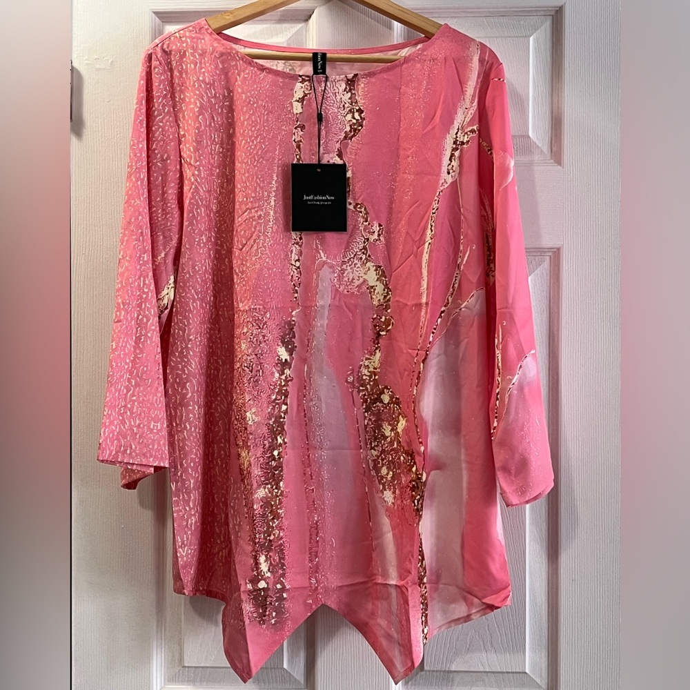 Just Fashion | Pink Abstract Women's Tunic | Size L